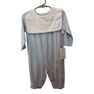Cecil and Lou NWT boys romper longall size 12 months blue and white